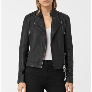 All Saints Kerr Black Leather Biker Jacket